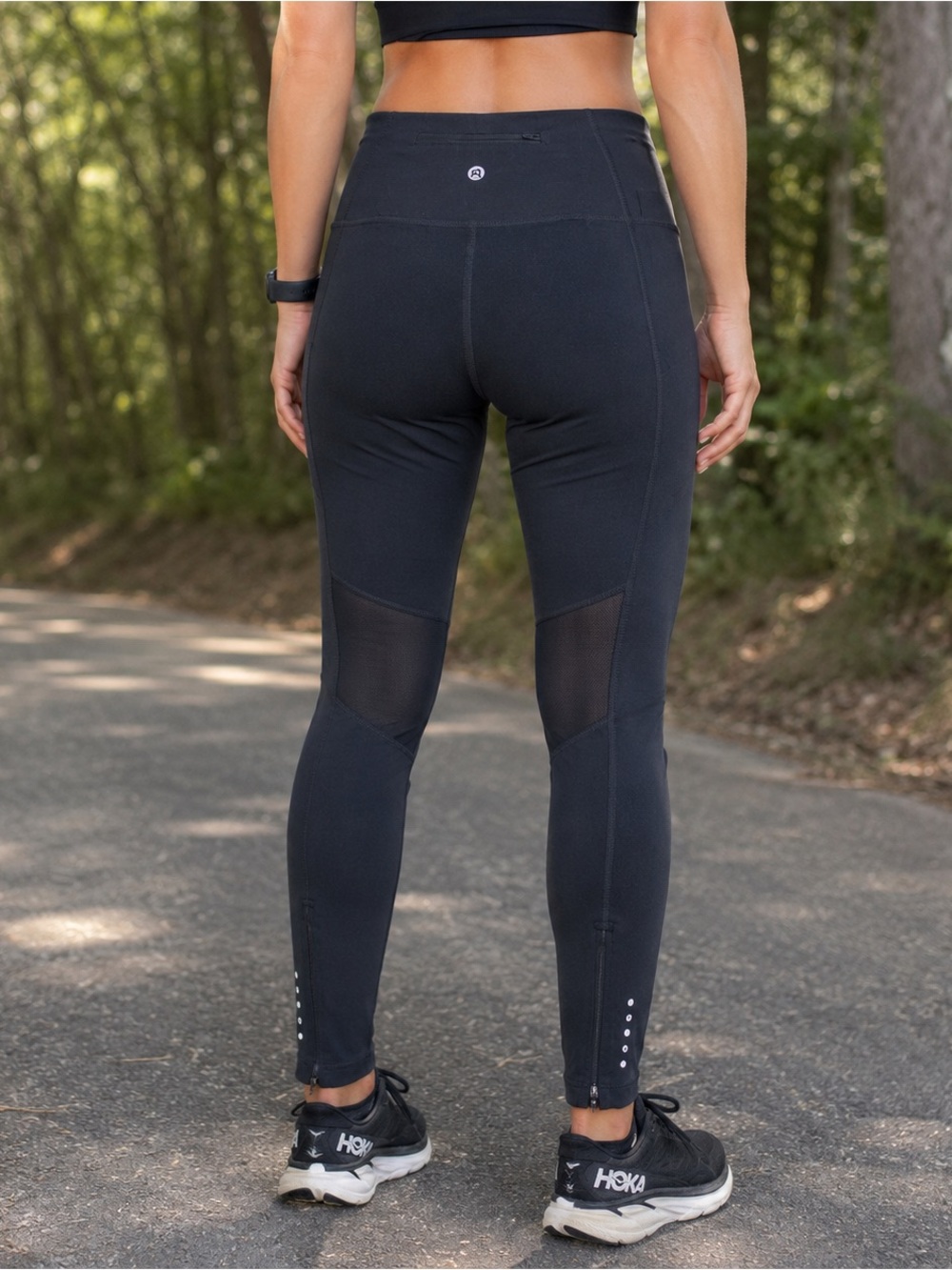 Core 10 High Rise Pocket Leggings Women’s M Black Full Length Zip Hem Athletic